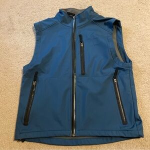 Orvis Men Vest Navy Full Zip Sleeveless Size XL poly blend